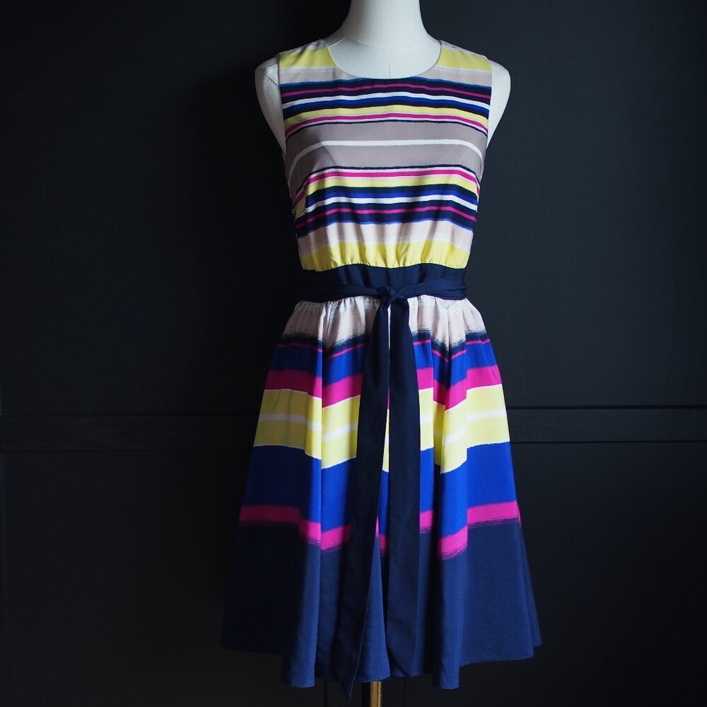 Jacob | Sleeveless Colour Block Striped Dress